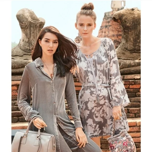 Jade Collection Johnny Was Velvet Burnout Floral Fairycore Tie Tassel Boho Dress - Picture 2 of 6